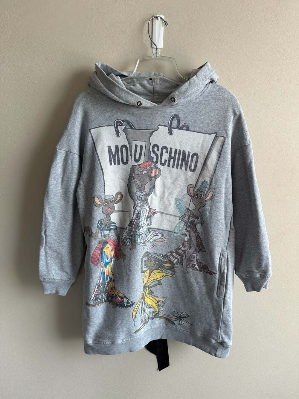 Moschino Couture by Jeremy Scott Grey Hooded Mouse-chino Rat-a-Porter Dress